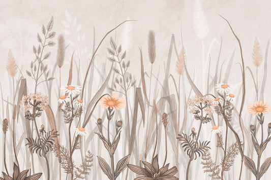 Rustic Wildflower Meadow Wallpaper