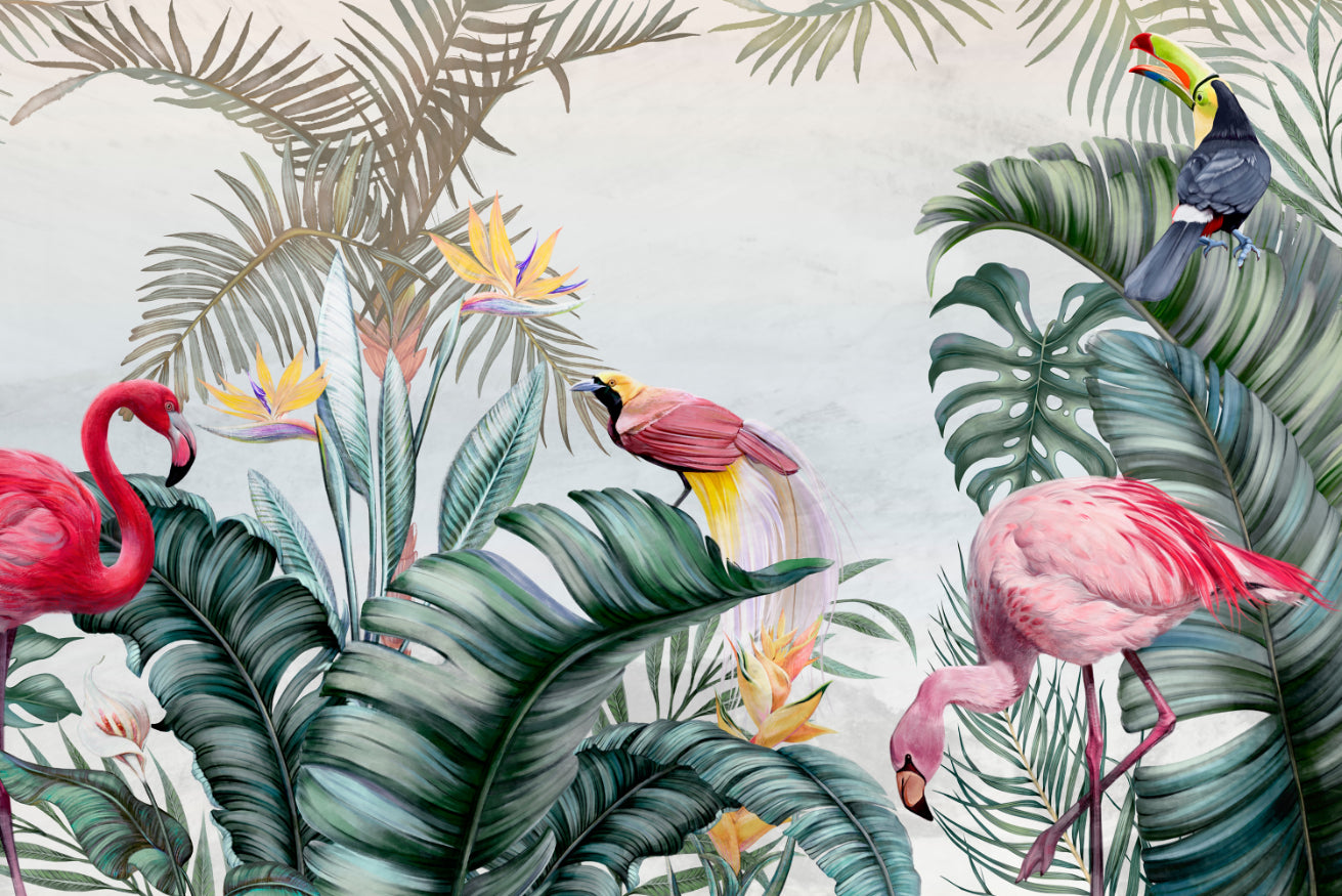 Flamingo Tropical Jungle Wallpaper