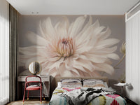 Chic floral wallpaper with soft pink dahlia details
