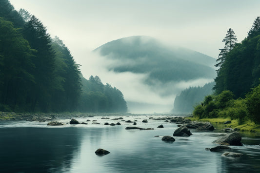 Misty Mountain River Wallpaper