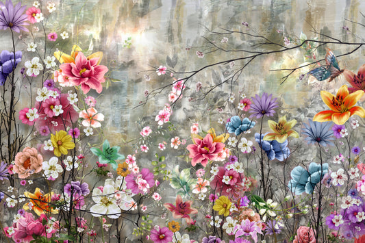 Whimsical Floral Garden Wallpaper