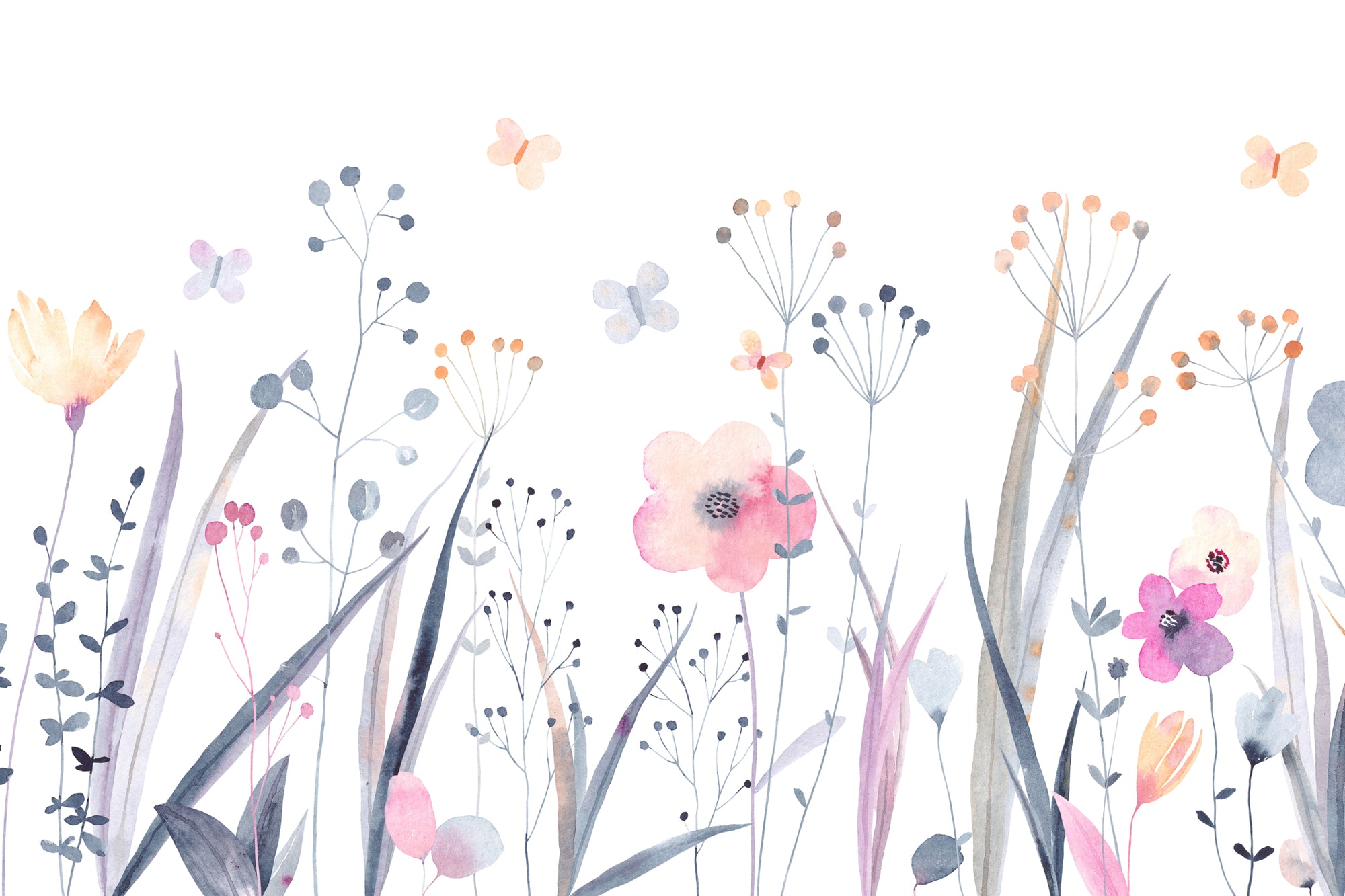 Watercolor Botanical Floral Wallpaper