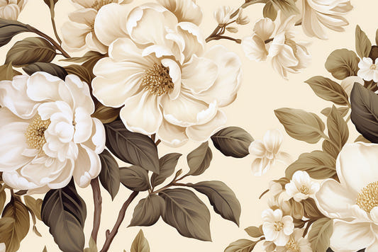 Vintage Cream Floral Wallpaper