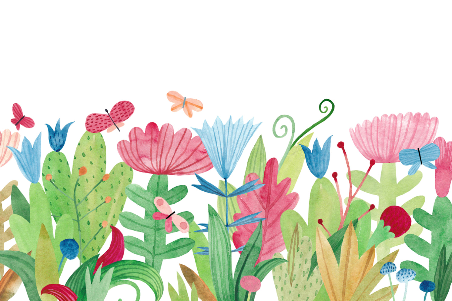 Watercolor Wildflower Wallpaper Mural