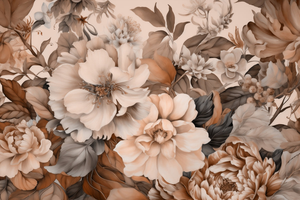 Vintage Muted Floral Wallpaper in your room