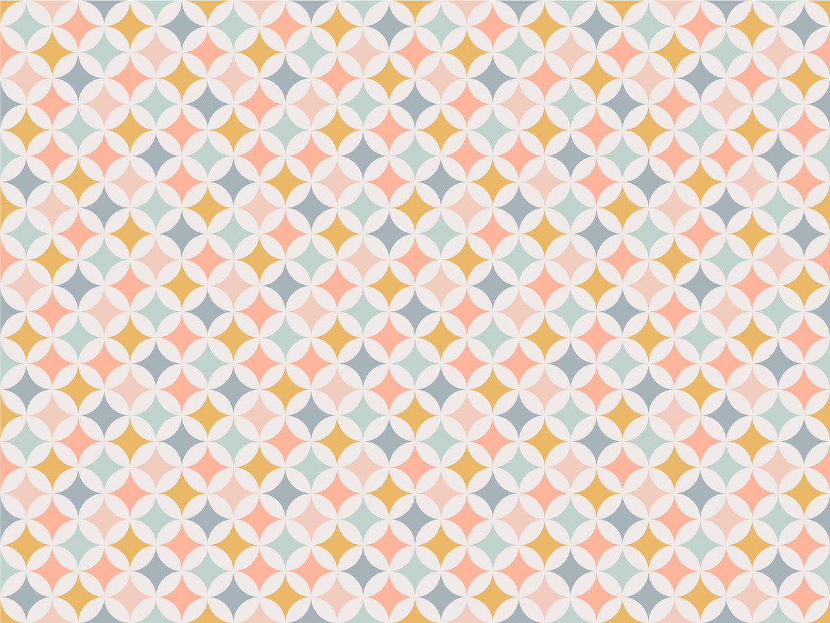 Retro Circles Pattern Wallpaper in your room — zoomed
