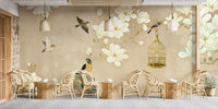 Stunning Flowers and Birds Wallpaper Mural Painting