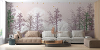 Luxurious Pink Forest Spooky Trees Wallpaper Mural