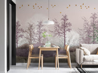 Stunning Pink Enchanted Forest Trees Wallpaper Mural