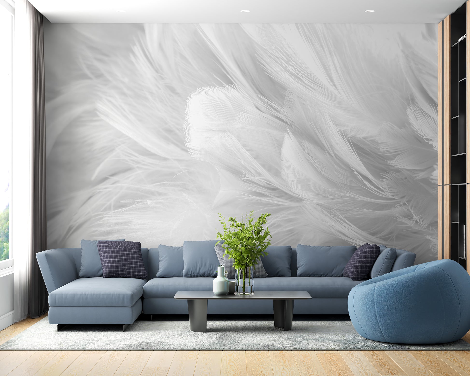 Soft White Feather Texture Wall Mural