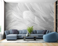 Soft White Feather Texture Wall Mural