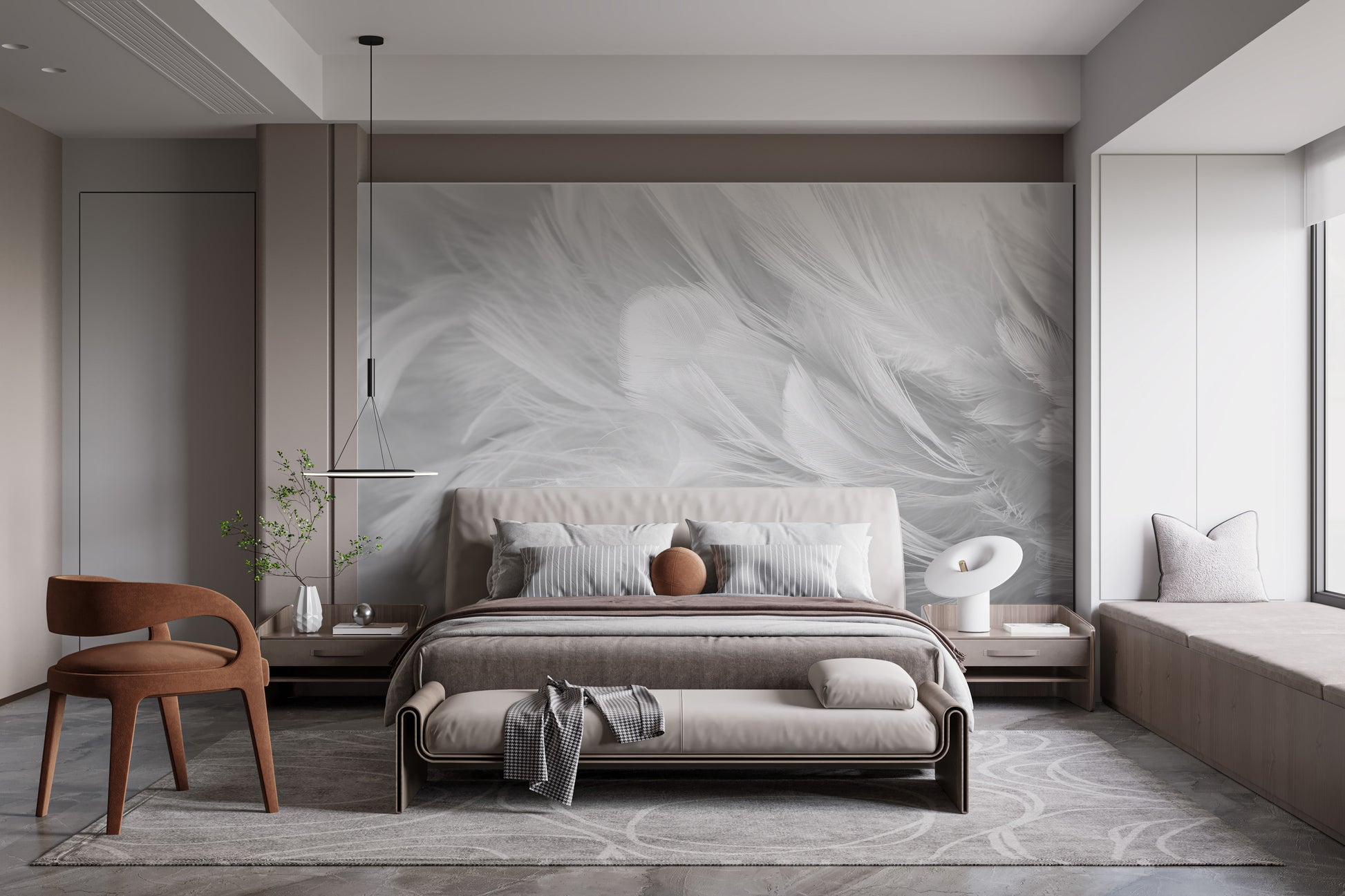 Beautiful White Feather Texture Wallpaper Mural