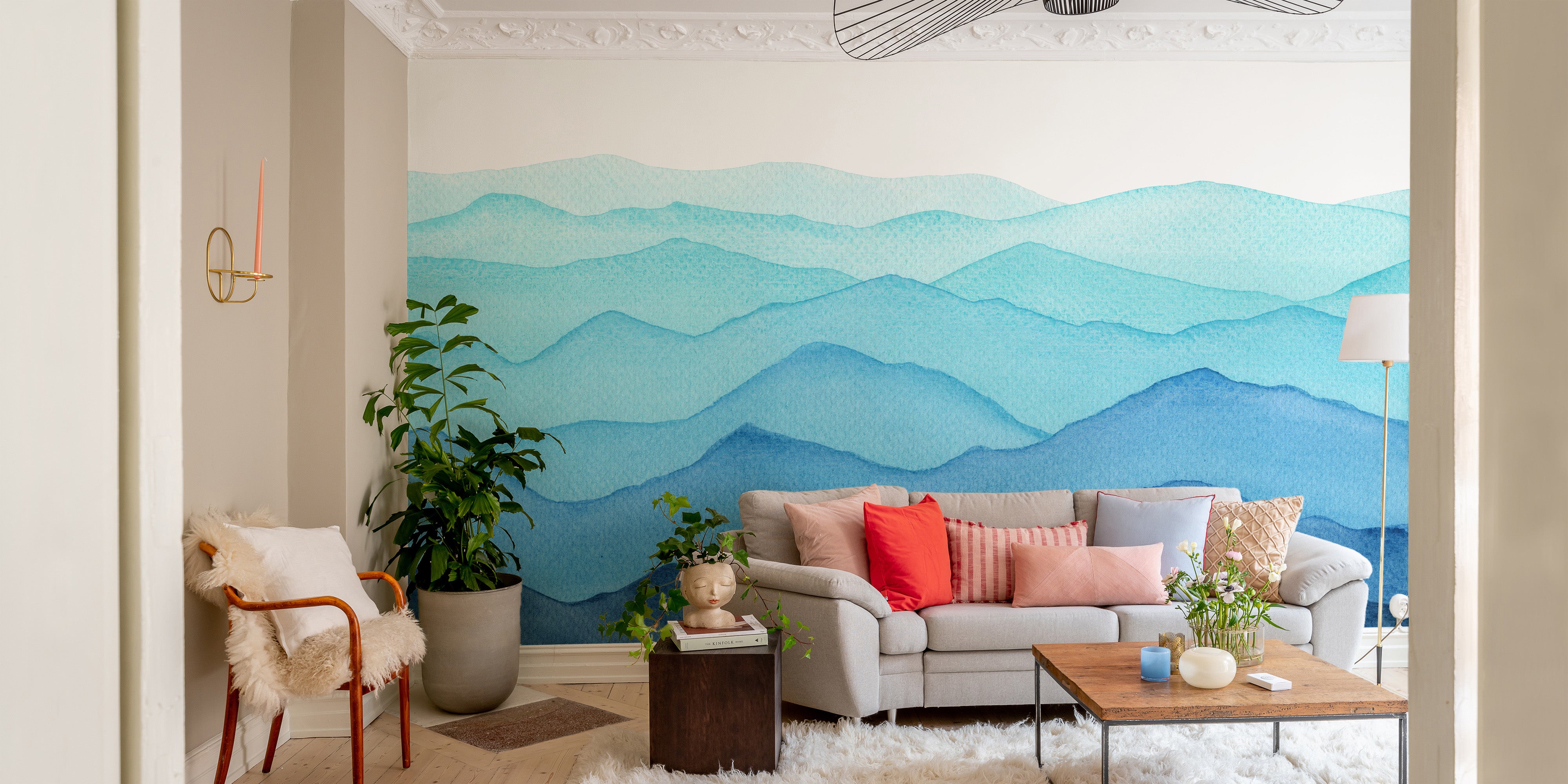 Artistic Blue Shade Watercolor Wallpaper Mural