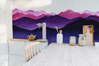 Removable Waves Wallpaper Mural in Violate Shade