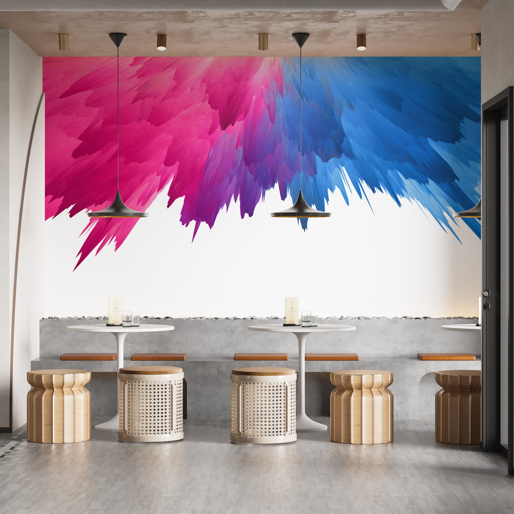 Joyful Colorful Burst Wallpaper Mural to decorate with
