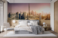 Dubai Sunset Spectacle Wall Mural for a warm ambiance