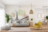 Removable Sketches of Paris Wall Mural for elegant walls