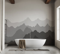 Grey Mountain Shadows Wall Mural for Soothing Decor
