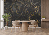 Black and Gold Marble Luxurious Wallpaper for Rooms
