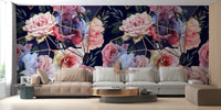 Gold Line Opulent Blooms Wallpaper for Elegant Walls
