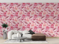 Pink Watercolor Rose Patterns Wallpaper for interior walls
