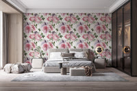 Romantic Rosewater Floral Pattern Wall Mural for rooms
