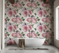 Romantic Rosewater Floral Pattern Wallpaper for home decor
