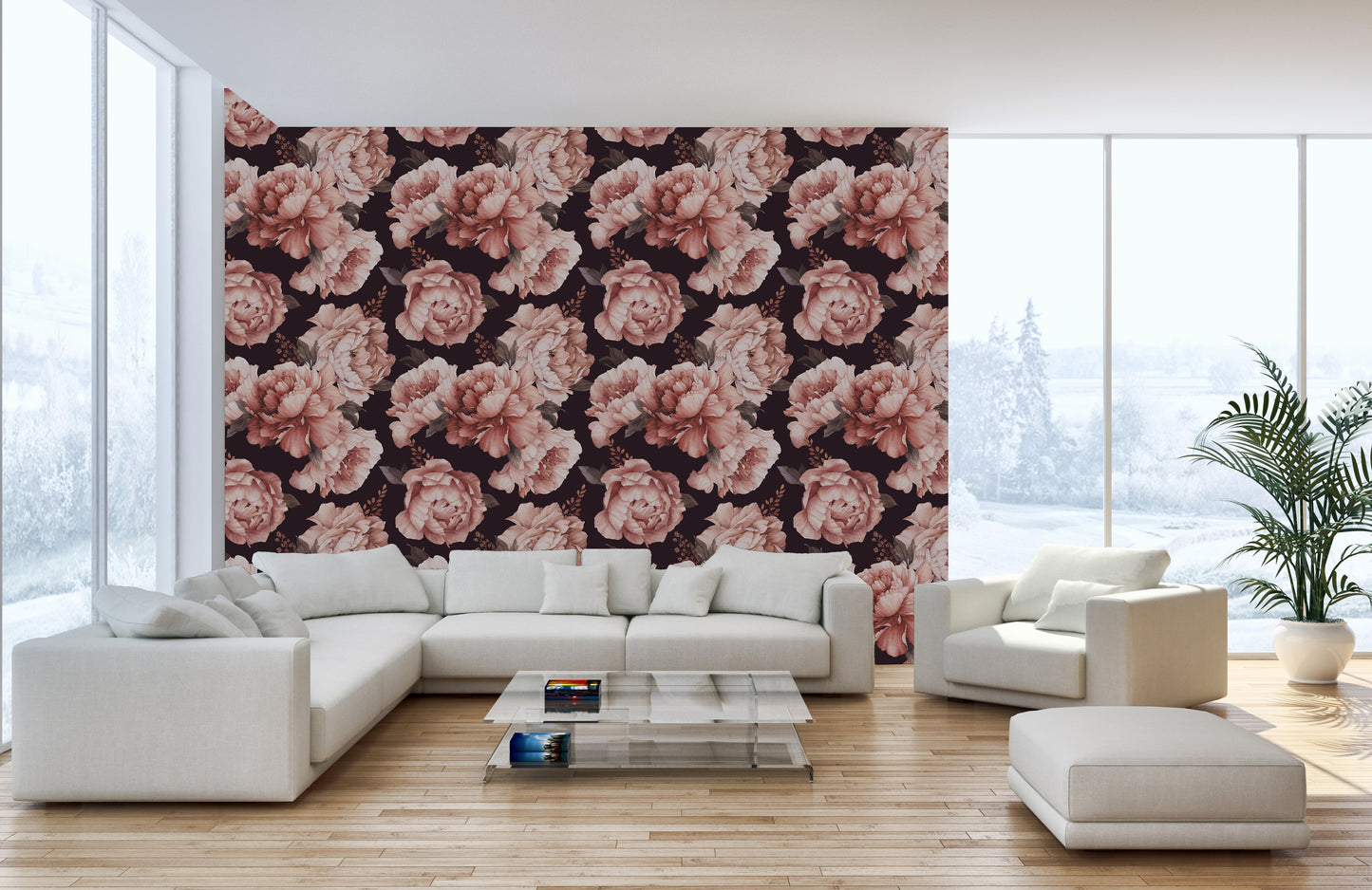 Brown Petals Watercolor Wall Mural for stylish walls
