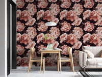 Brown Petals Watercolor Mural for modern spaces
