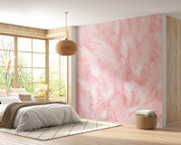 Vintage Pink Feather Wallpaper Mural
