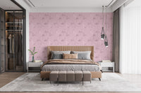 Flamingo Waves Glossy Pink Wallpaper Mural
