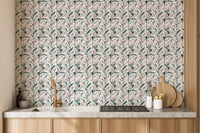 Whitewashed Tropical Palms Mural for bright spaces