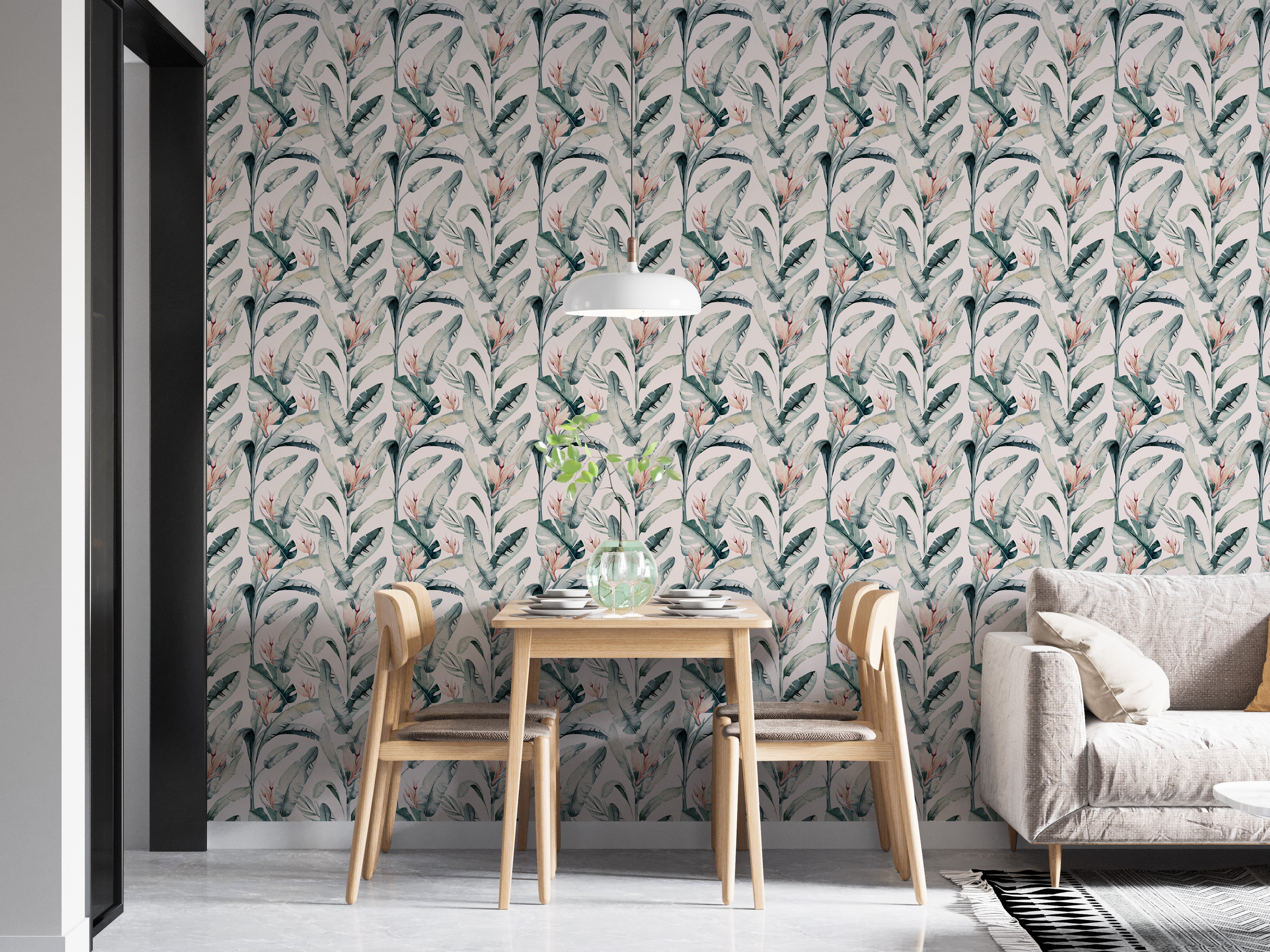 Whitewashed Tropical Palms Wallpaper Mural design