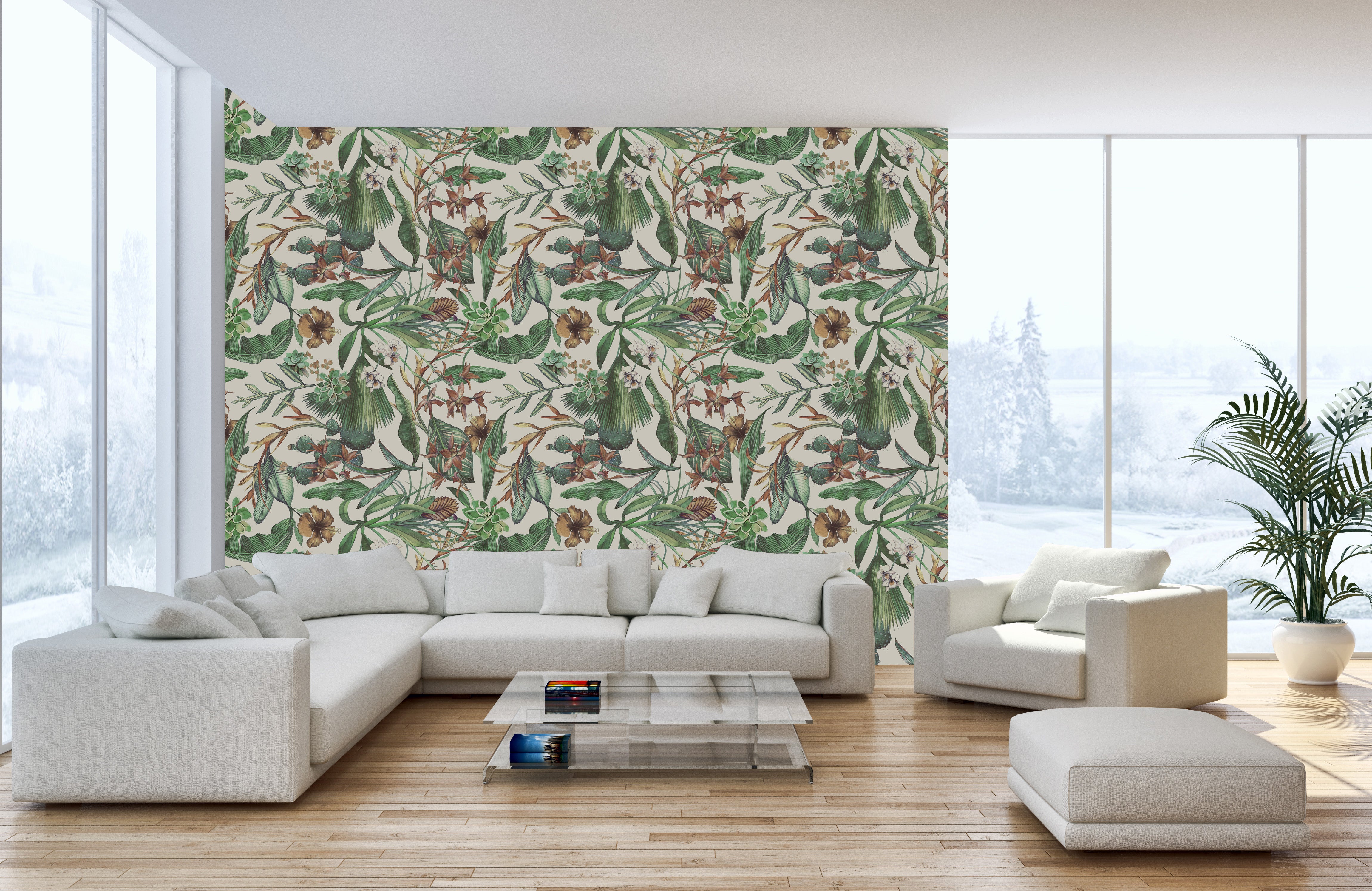 Vintage Tropical Paradise Mural for bold spaces