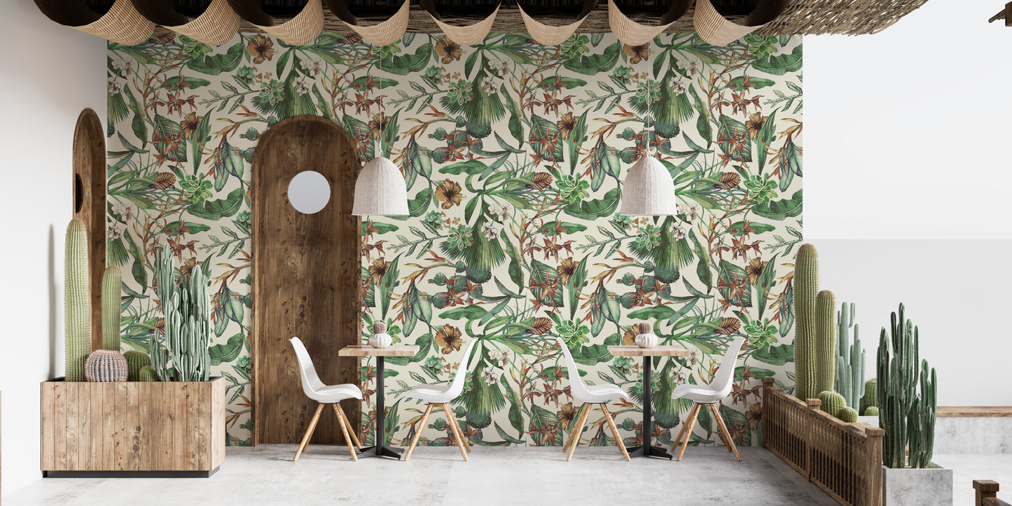 Tropical Paradise Vintage Wallpaper Mural for rooms