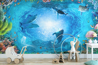 Aqua Adventure Dolphins Wall Mural for kids' spaces