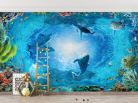 Dolphins Aqua Adventure Wall Mural for a playful look
