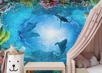 Aqua Adventure Dolphins Wall Mural for dynamic walls
