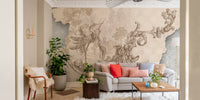 Beige Rococo Design Wall Mural for classic decor