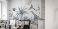 Safari Animals Sketch Wall Mural for adventurous decor