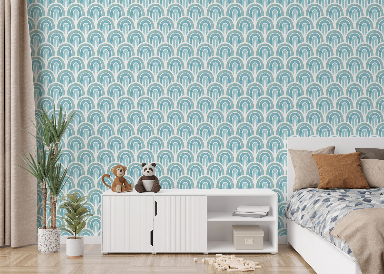 Warm Blue Abstract Delight Wallpaper for walls