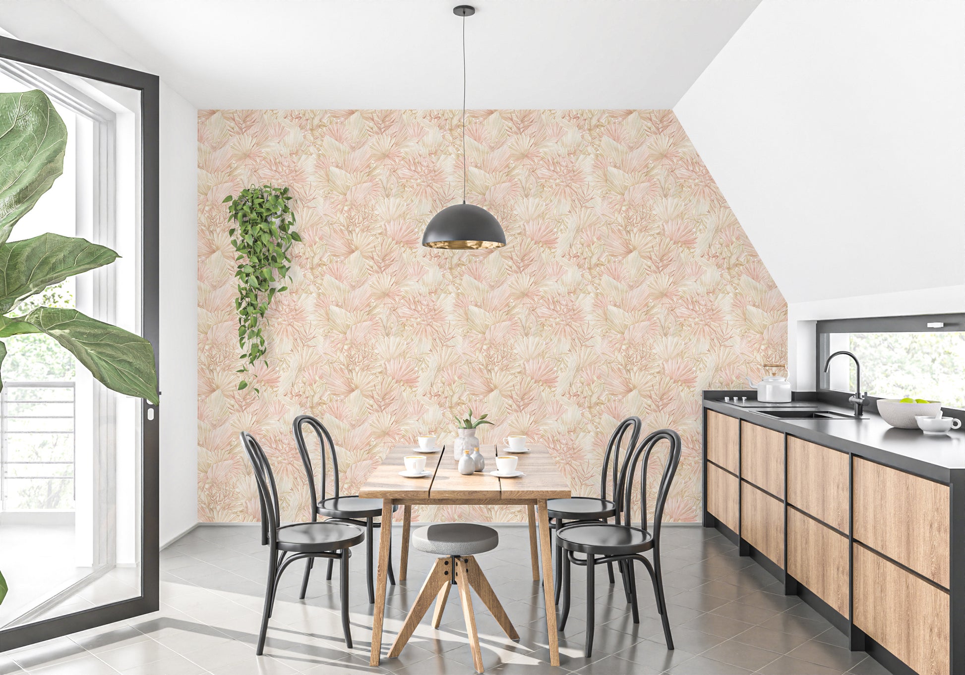 Beautiful Leaf Design Peel & Stick Wall Mural for style
