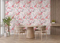 Pink Flamingo Patterns Wall Mural for tropical style