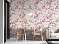Pink Flamingo Patterns Wall Mural for vibrant spaces