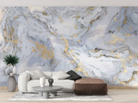 White Marble with Golden Touch Wall Mural for style