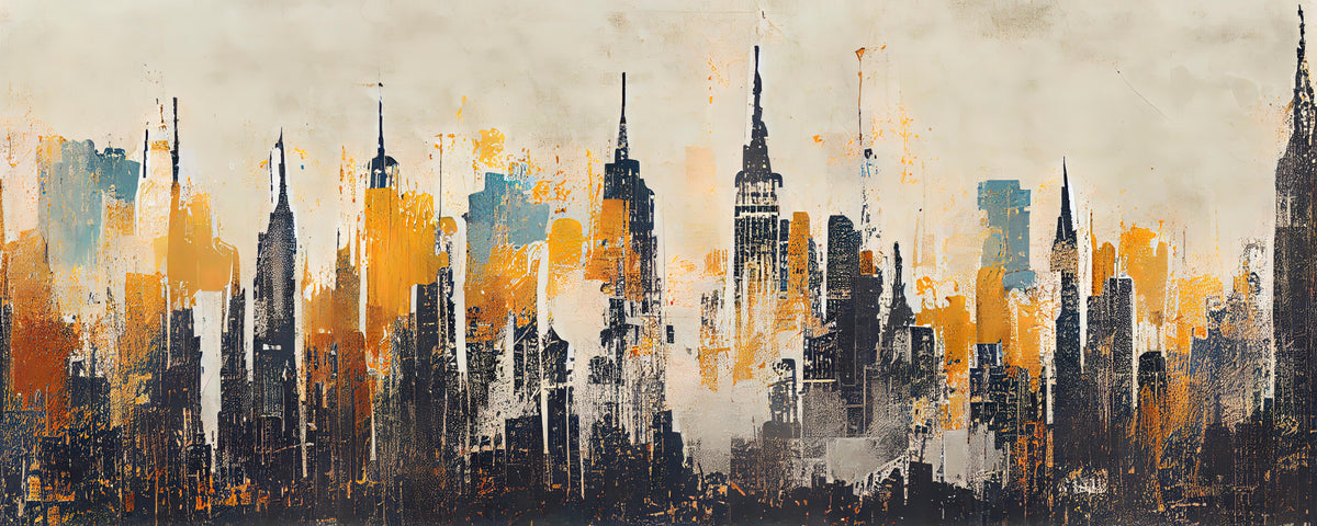 Industrial Chic Skyline Wall Mural in your room — zoomed
