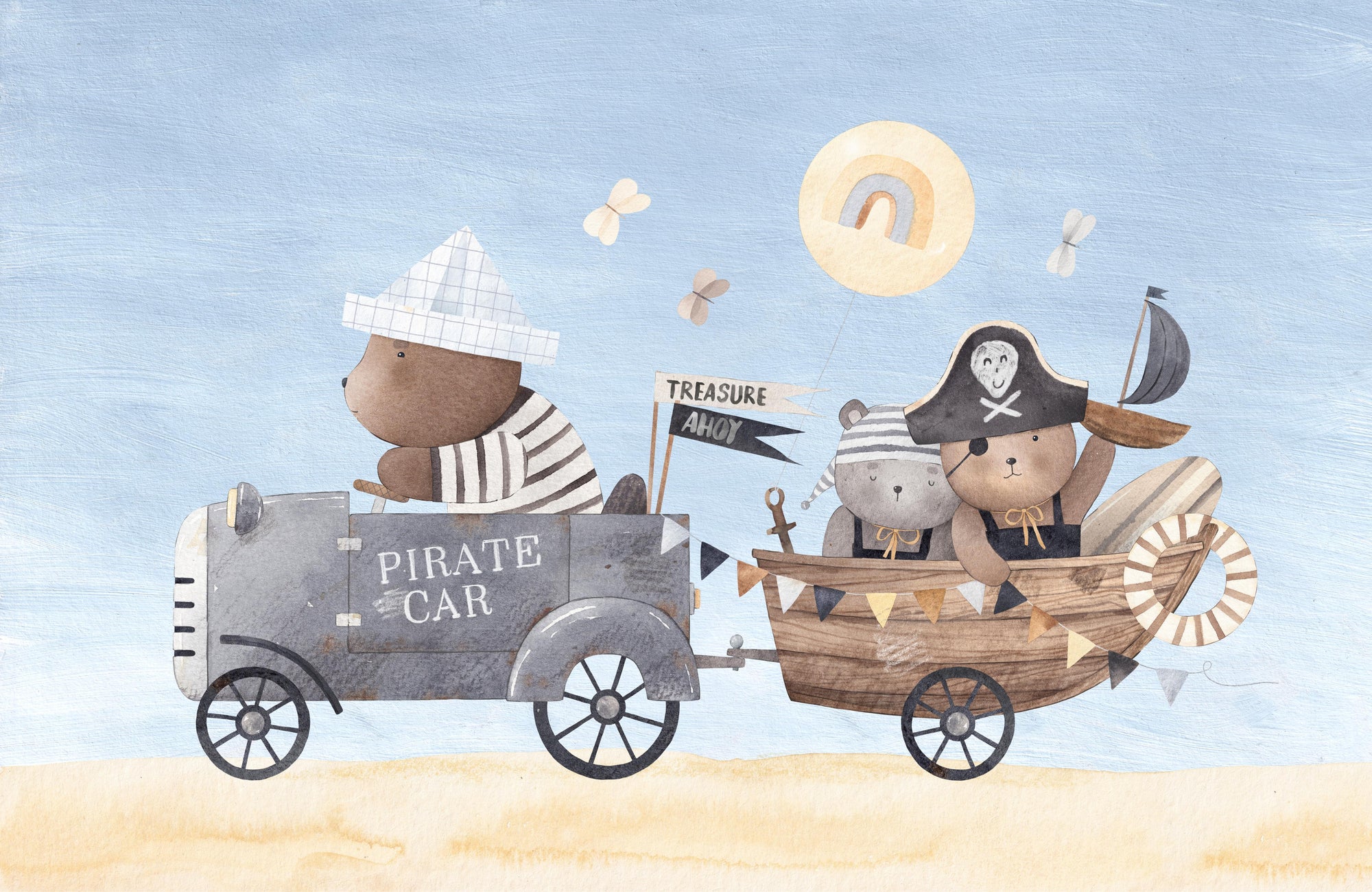 Pirate Bear Adventure Wall Mural