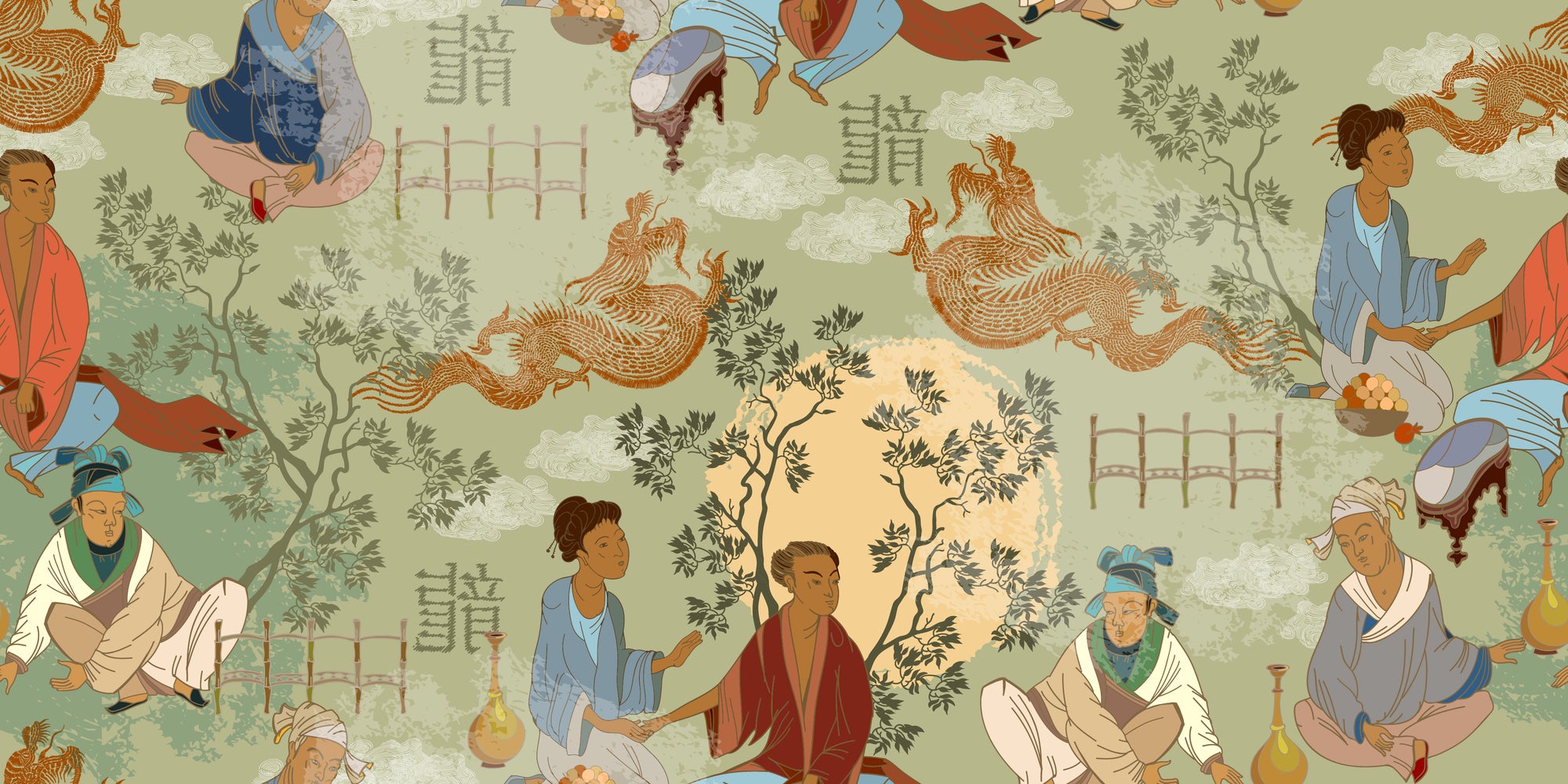 Ancient Tea Ceremony Wall Mural