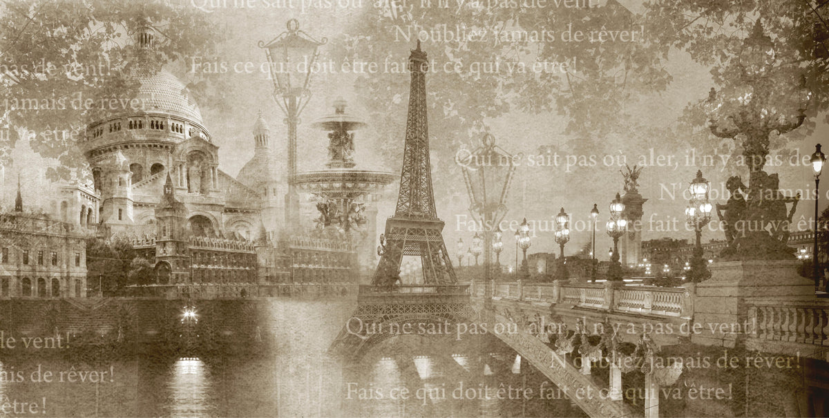 Eiffel Tower Montage Mural Wallpaper in your room