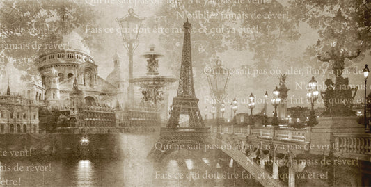 Eiffel Tower Montage Mural Wallpaper
